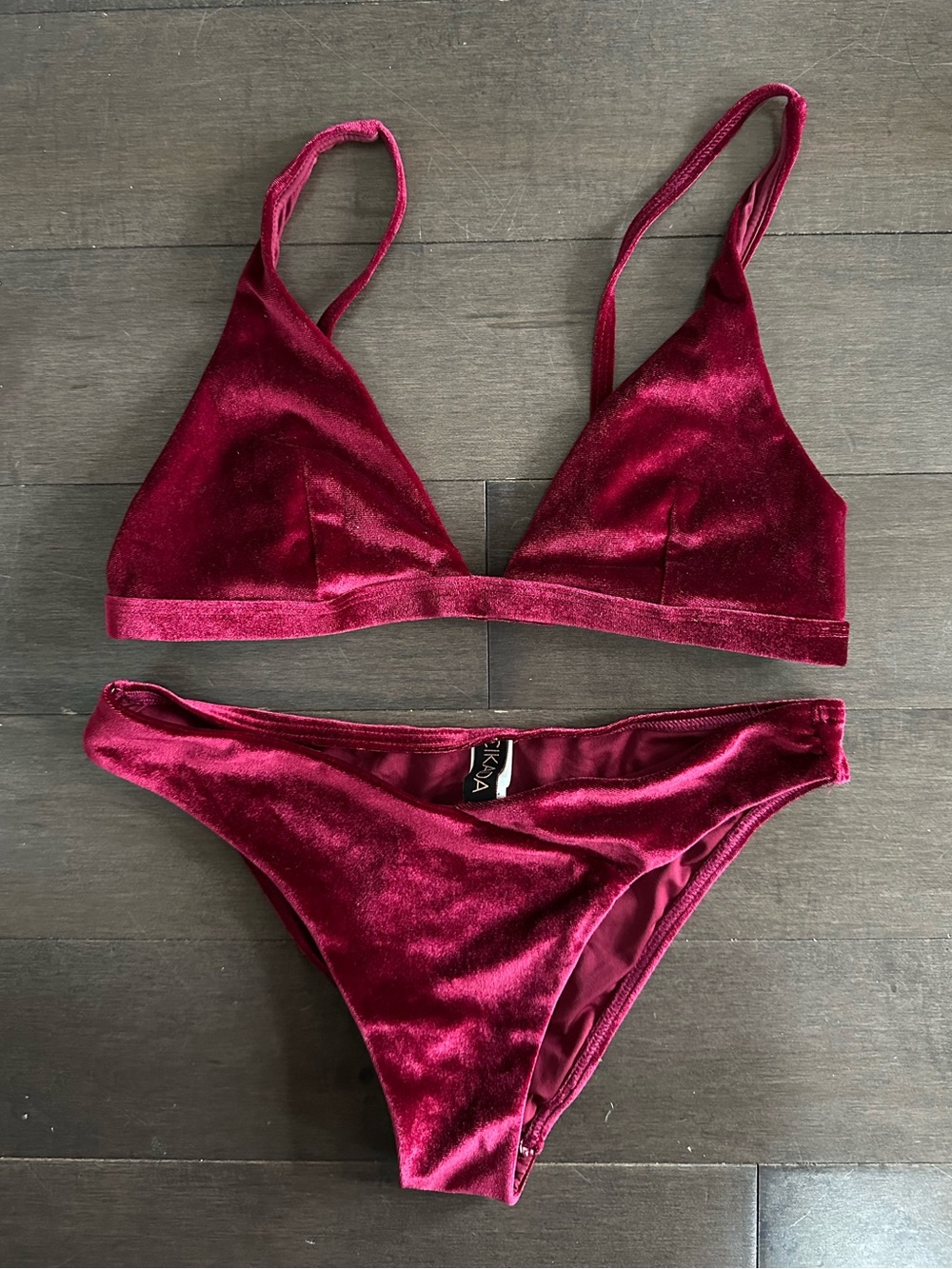 Cikada Australia Velvet-Like Bikini Set - Deep Wine Red